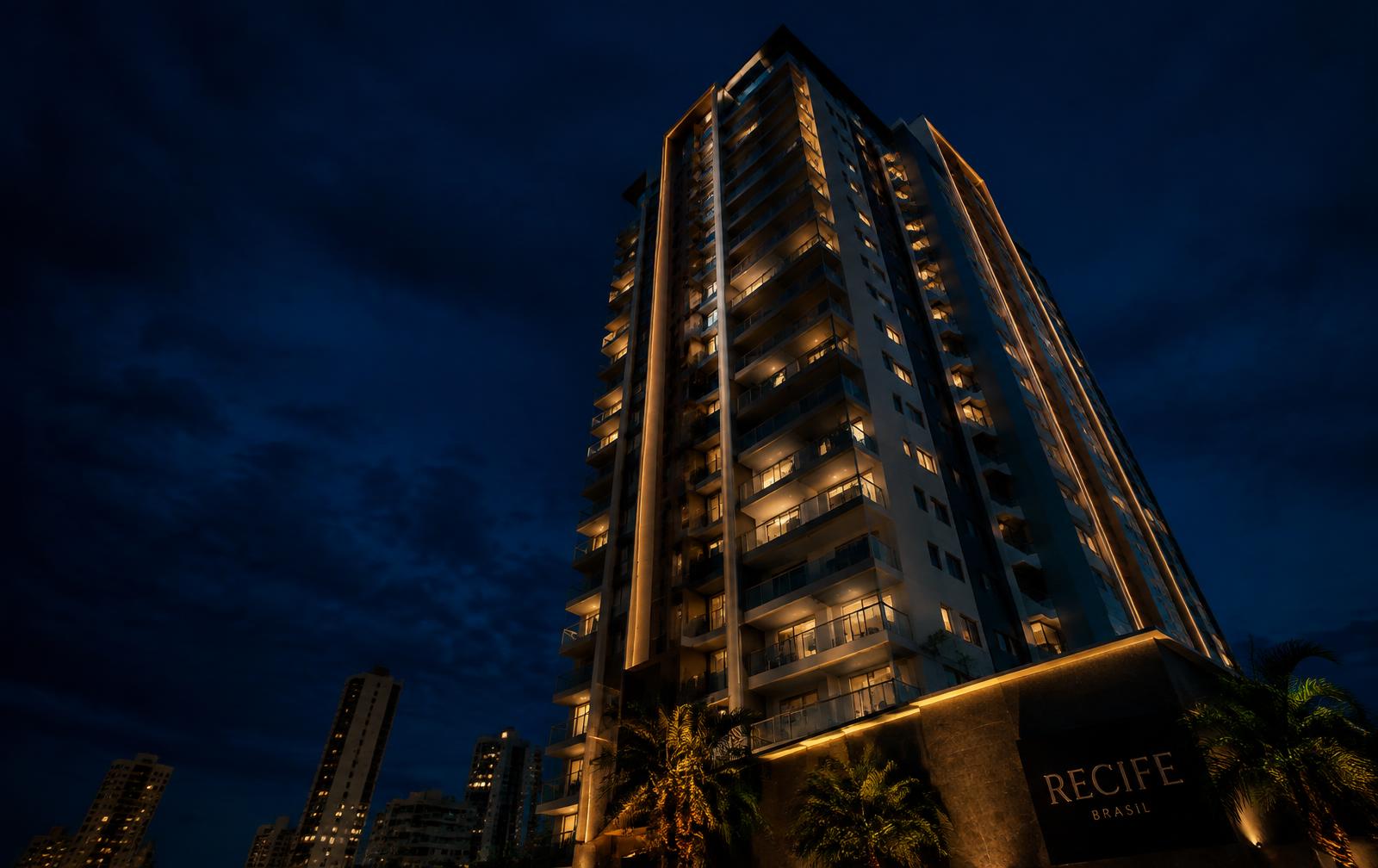 Condomínio residencial em Recife à noite